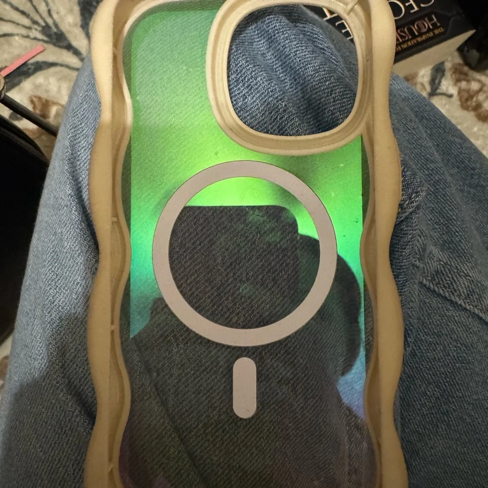 Iridescent Phone Case with Beige Border